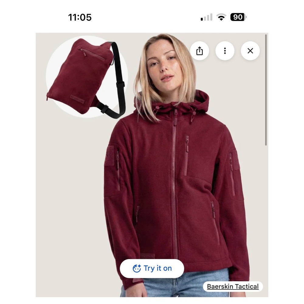 Baerskin Tactical Supply Co Womens Fleece Hoodie Jacket Burgundy Full Zip NEW 87